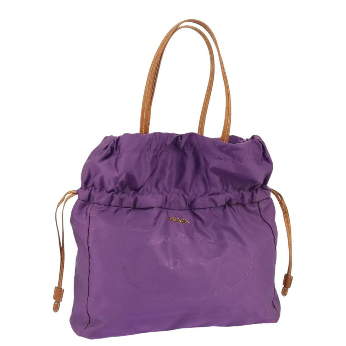 Prada Tote Bag Nylon Purple Gold Auth