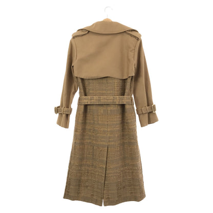 Chanel Belted Tweed Trench Coat Beige Wool 36
