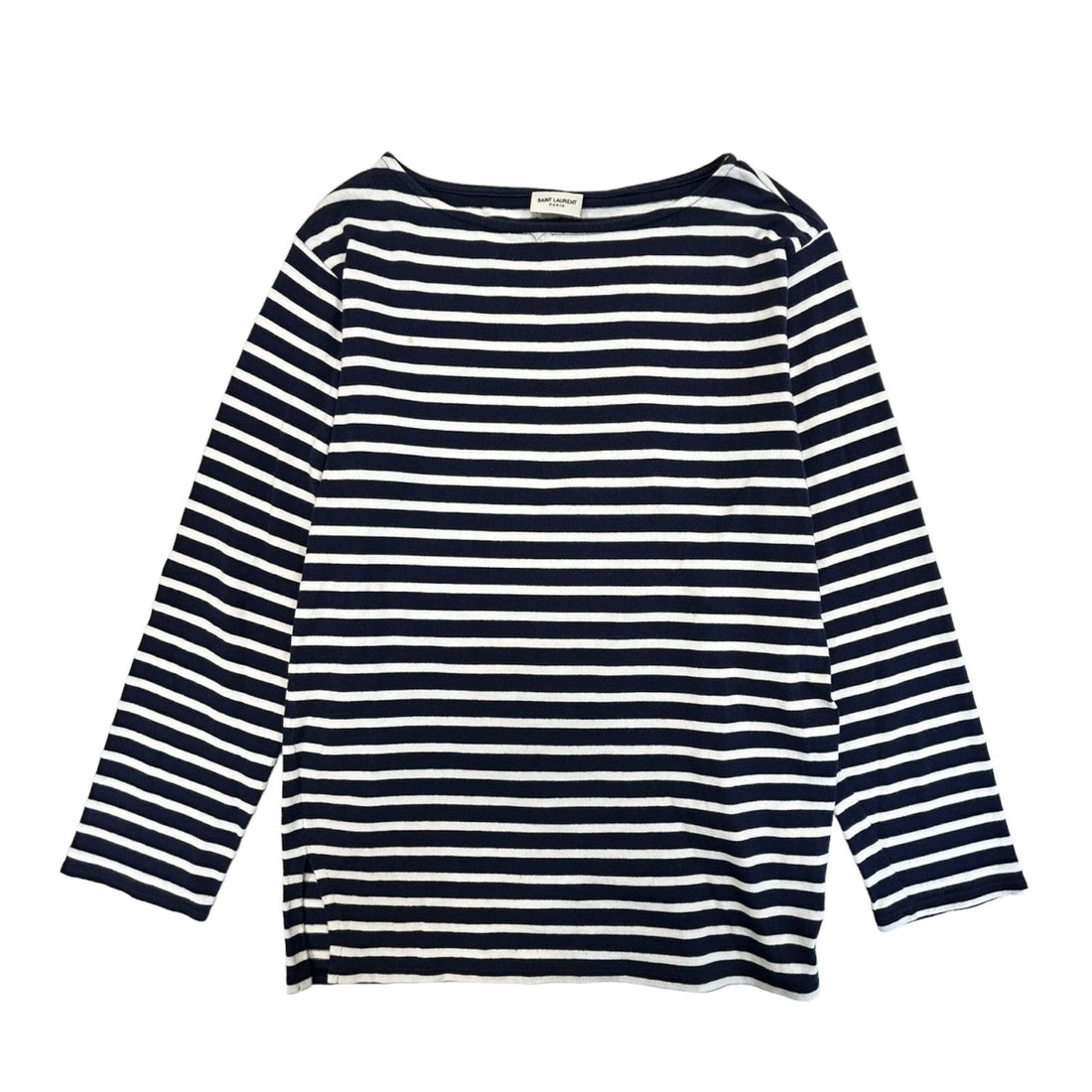 Saint Laurent Striped Long-sleeved T-shirt Cotton Blue & White M