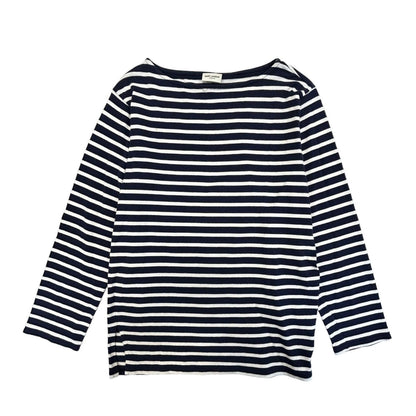 Saint Laurent Striped Long-sleeved T-shirt Cotton Blue &amp; White M