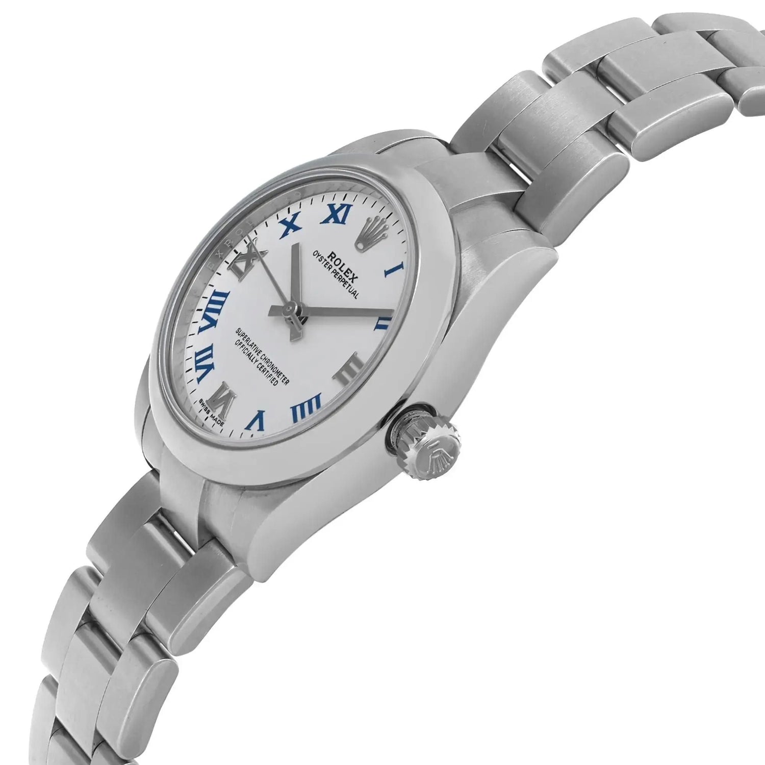 Rolex Oyster Perpetual 31 Mm Steel White Roman Dial Automatic Watch 177200