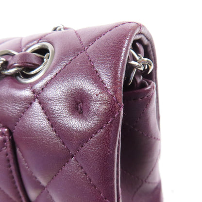 Chanel Purple Sheepskin Leather Classic 25 Silver Shoulder Bag Lambskin (sheep Leather) A 01112