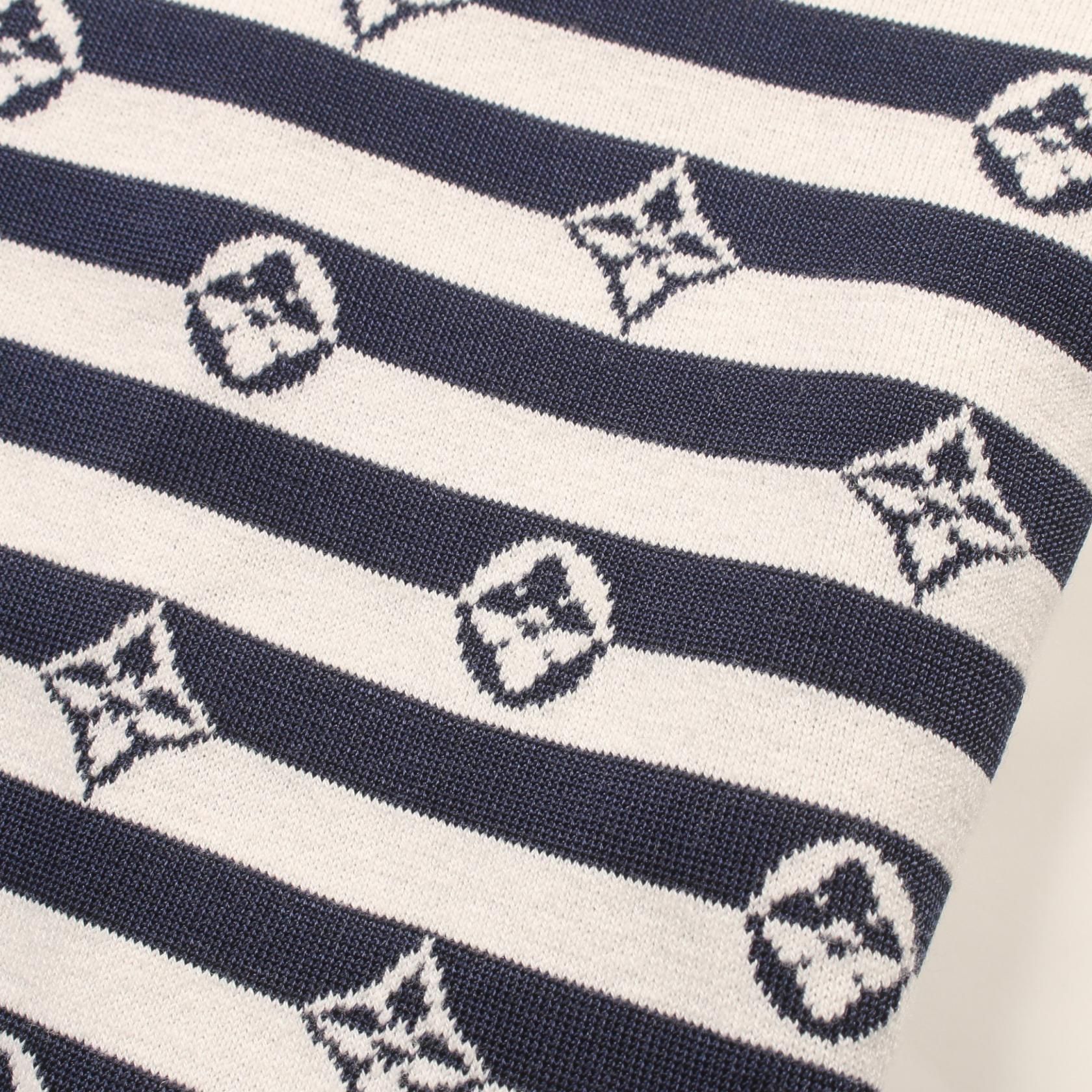 Louis Vuitton Lv Escal Logo Border Ensemble Navy White Cardigan Fjkc 03vzj