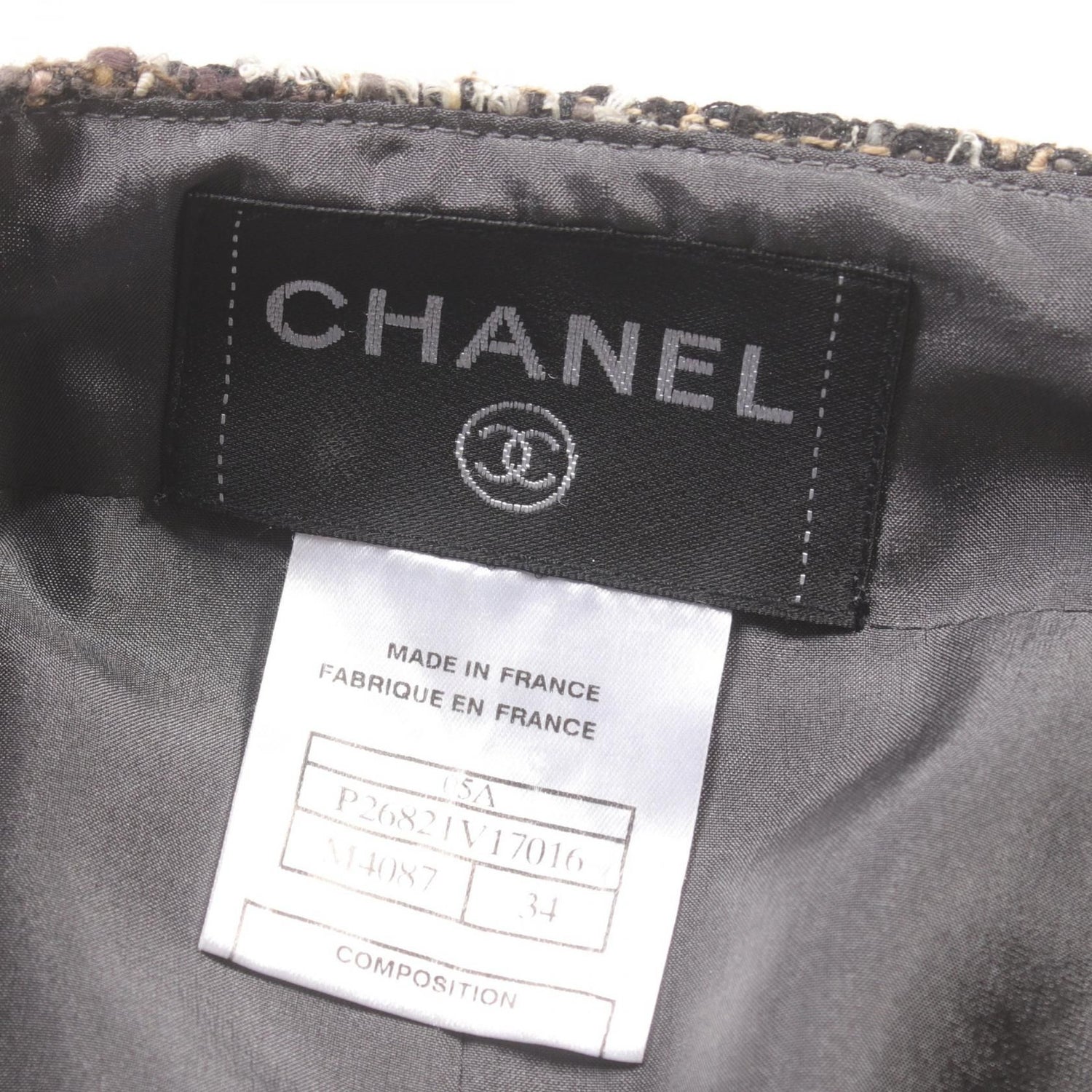 Chanel Gray Skirt Silk Wool Fabric P 26821v 17016