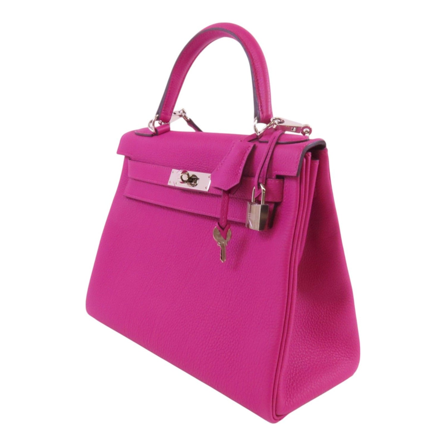 Hermes Leather Kelly 28 Silver Hand-turned Shoulder Back Bag Double Bag 2way Shoulder Bag Rose Purple Purple Togo
