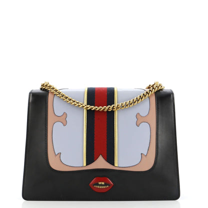 Gucci Web Heart Gg Marmont Chain Shoulder Bag Leather Medium