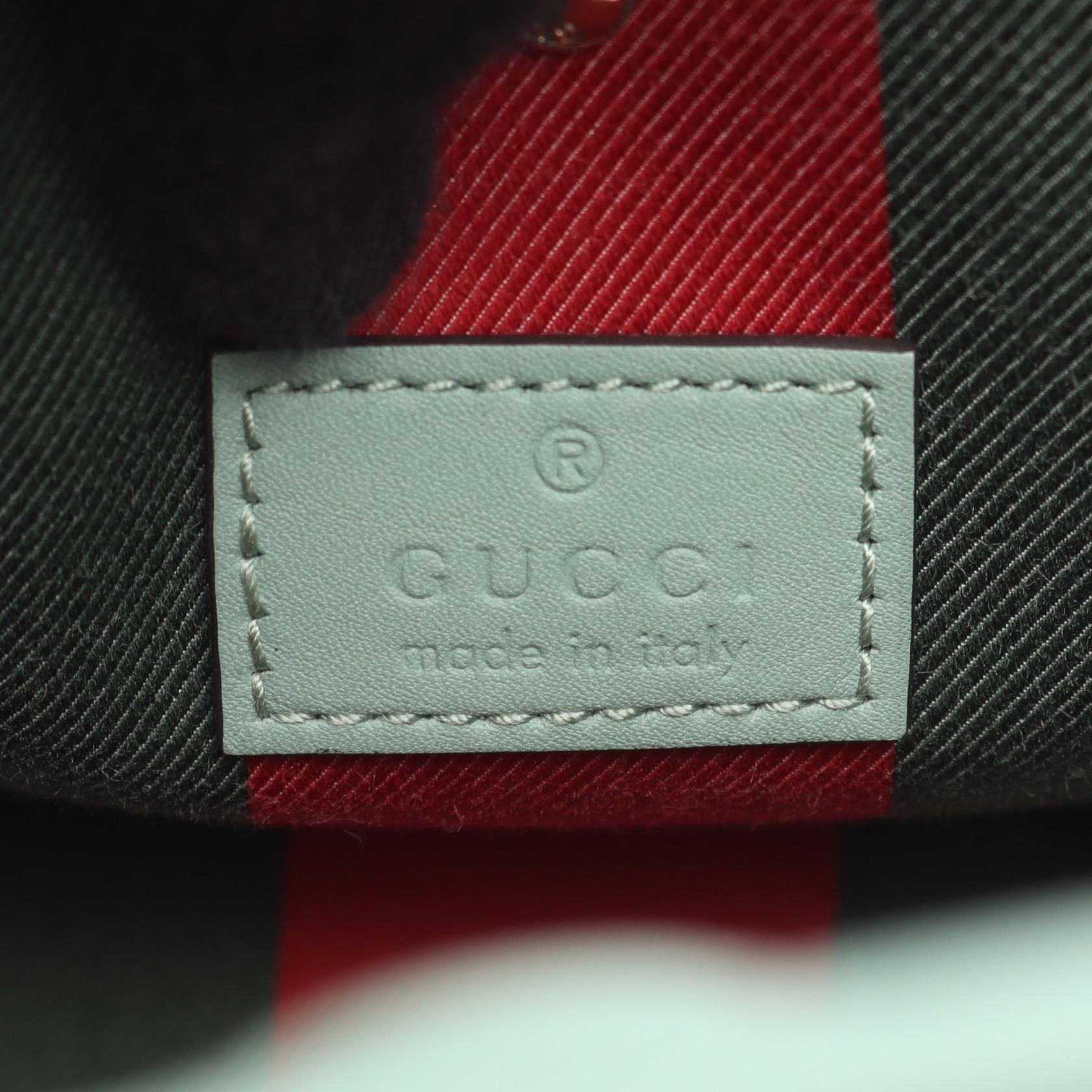 Gucci Gg Emblem Small Bucket Bag Green Pvc Coated Canvas 815118 Fad 6l 8458