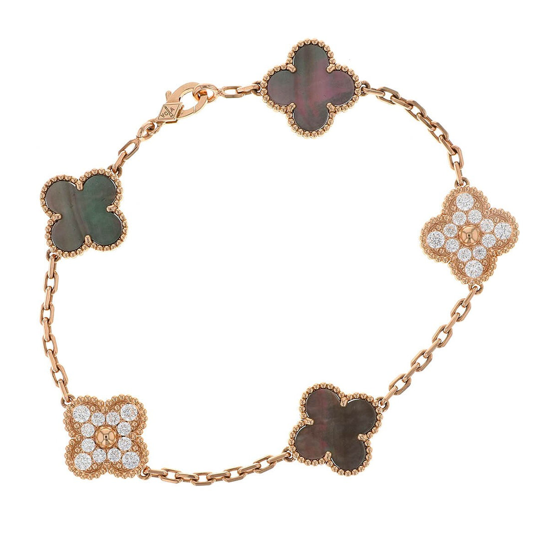 Van Cleef &amp; Arpels Alhambra diamonds, mother-of-pearl and gold bracelet
