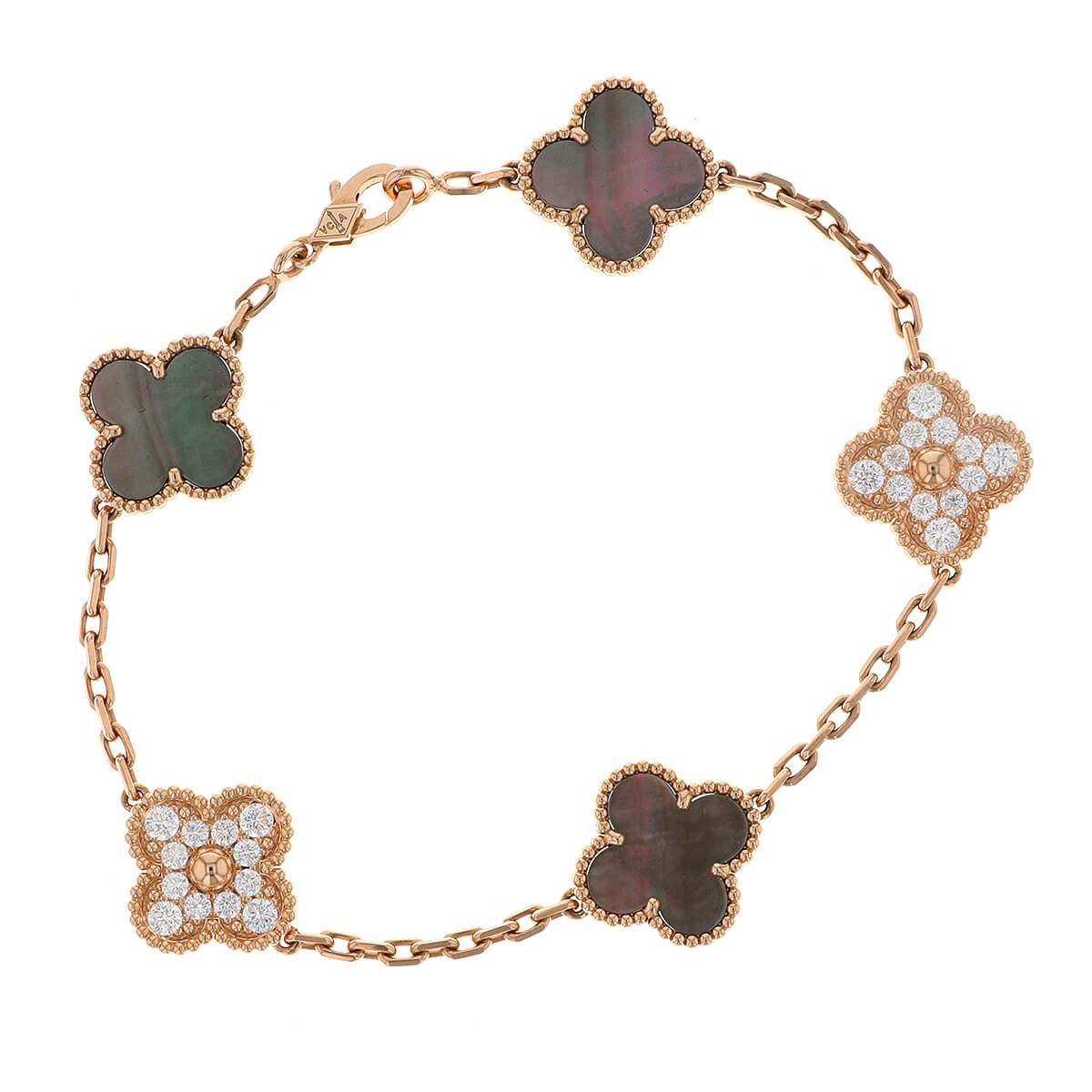Van Cleef &amp; Arpels Alhambra diamonds, mother-of-pearl and gold bracelet