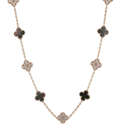 Van Cleef &amp; Arpels Alhambra diamonds, mother-of-pearl and gold long necklace
