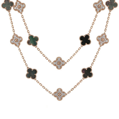 Van Cleef &amp; Arpels Alhambra diamonds, mother-of-pearl and gold long necklace
