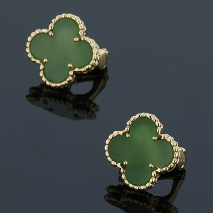 Van Cleef &amp; Arpels Alhambra jade and gold earrings
