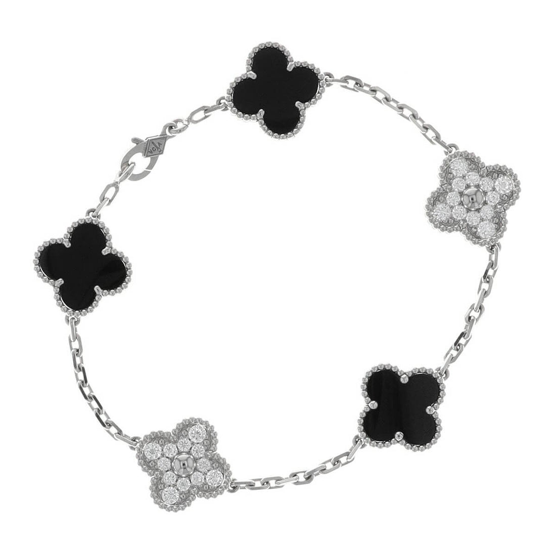 Van Cleef &amp; Arpels Alhambra onyx, diamonds and gold bracelet