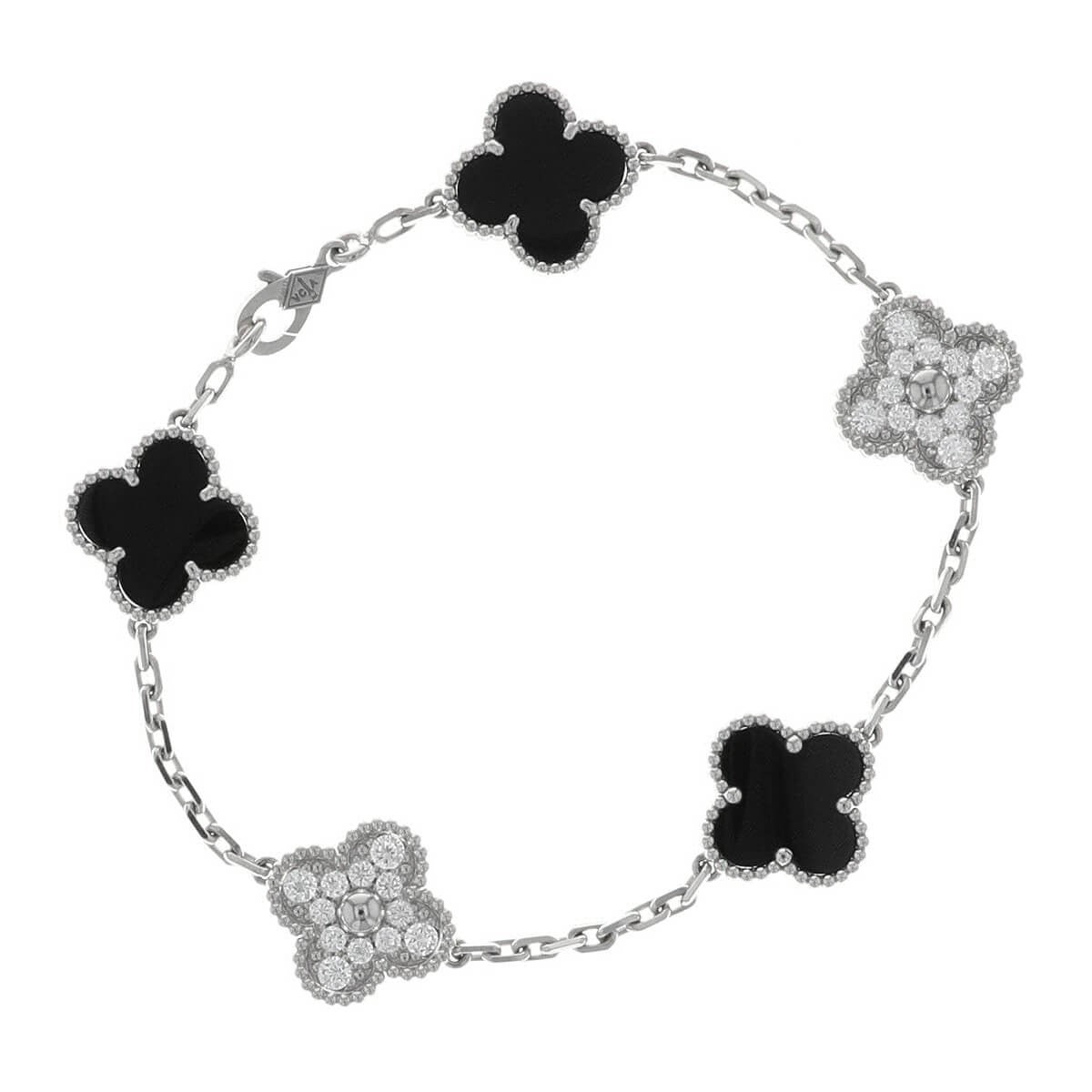 Van Cleef &amp; Arpels Alhambra onyx, diamonds and gold bracelet