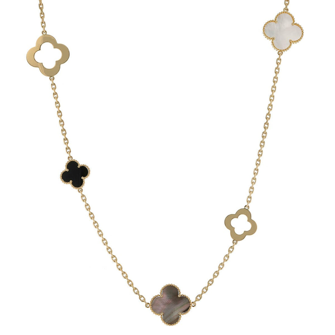 Van Cleef &amp; Arpels Alhambra mother-of-pearl, onyx and gold necklace