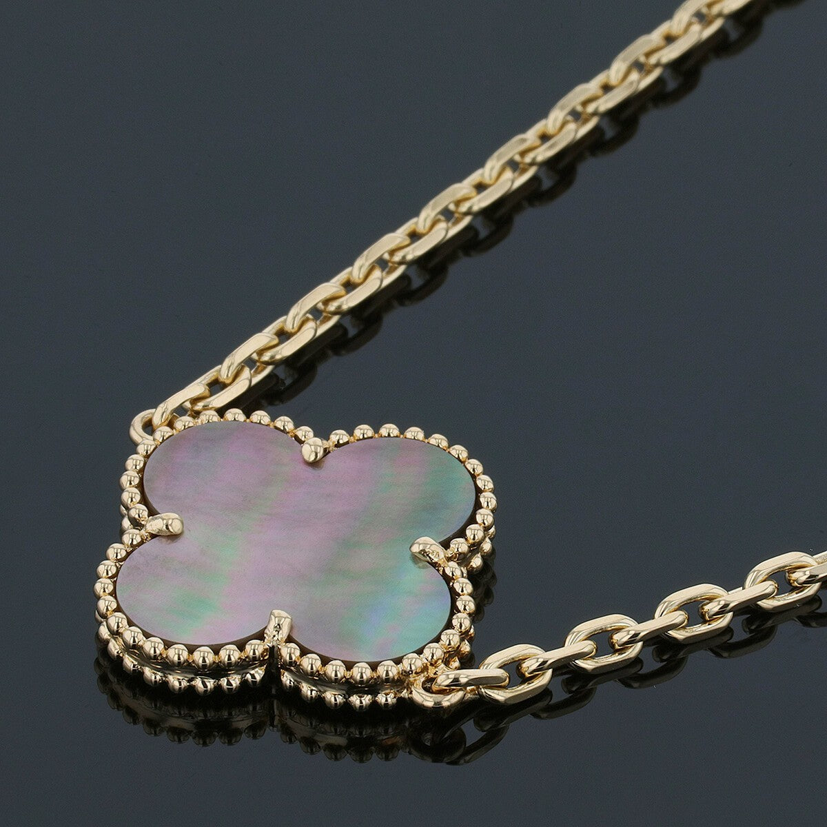 Van Cleef &amp; Arpels Alhambra mother-of-pearl, onyx and gold necklace
