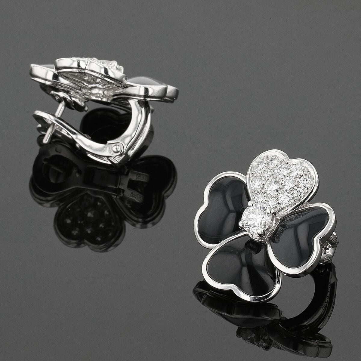 Van Cleef &amp; Arpels Cosmos onyx, diamonds and gold earrings