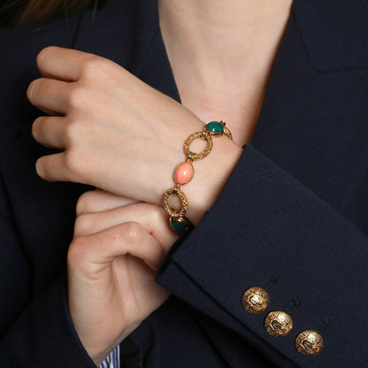 Van Cleef &amp; Arpels Delphes chrysoprase, coral and gold bracelet