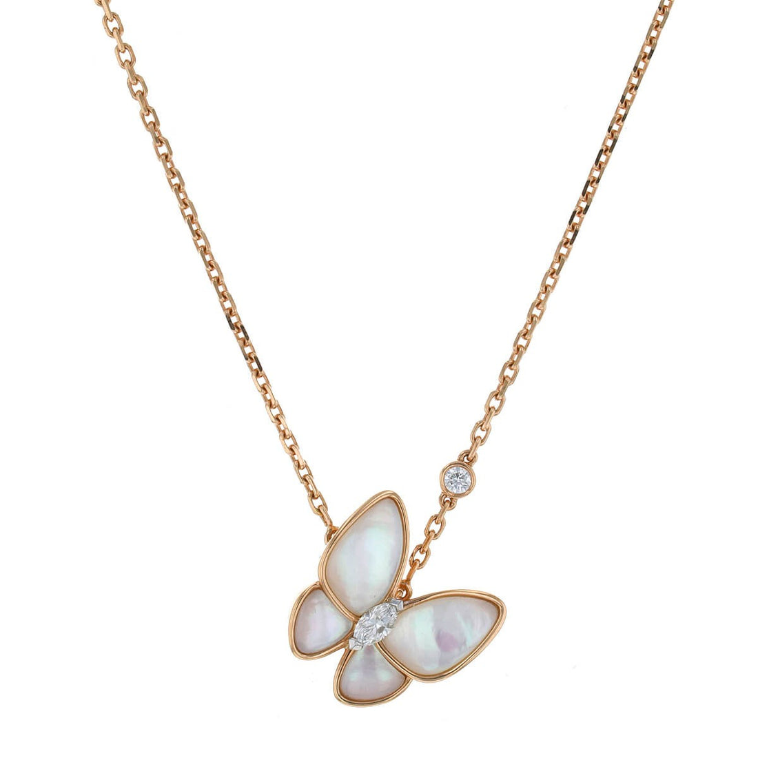Van Cleef &amp; Arpels Deux Papillons mother of pearl, diamonds and gold necklace