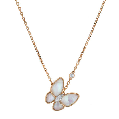 Van Cleef &amp; Arpels Deux Papillons mother of pearl, diamonds and gold necklace