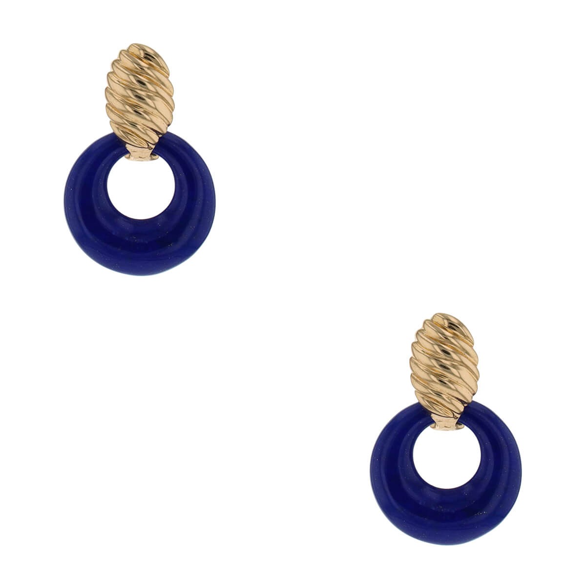 Van Cleef &amp; Arpels gold, lapis lazuli, eye tiger quartz and onyx earrings