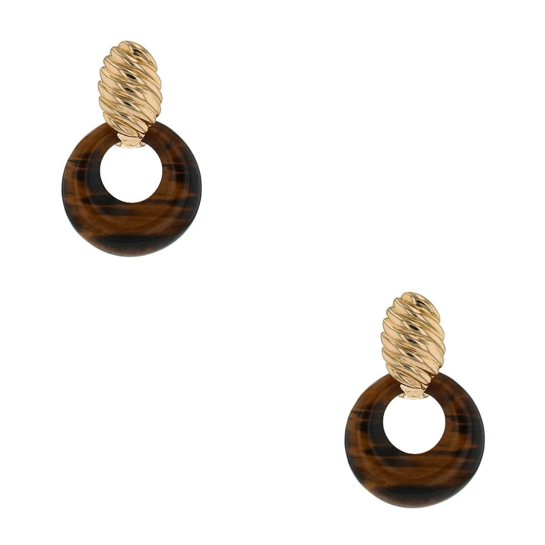 Van Cleef &amp; Arpels gold, lapis lazuli, eye tiger quartz and onyx earrings