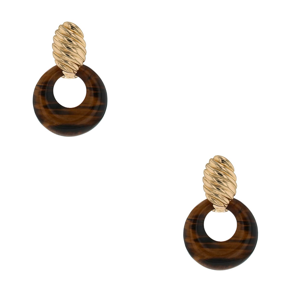Van Cleef &amp; Arpels gold, lapis lazuli, eye tiger quartz and onyx earrings