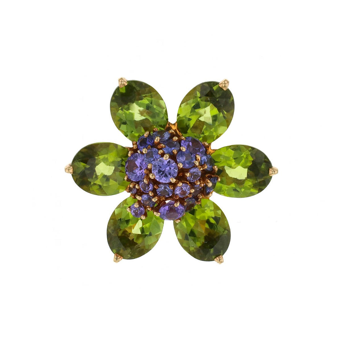 Van Cleef &amp; Arpels Hawa peridots, amethysts and gold brooch