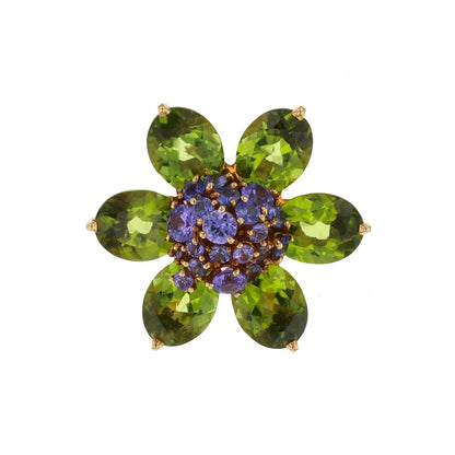 Van Cleef &amp; Arpels Hawa peridots, amethysts and gold brooch