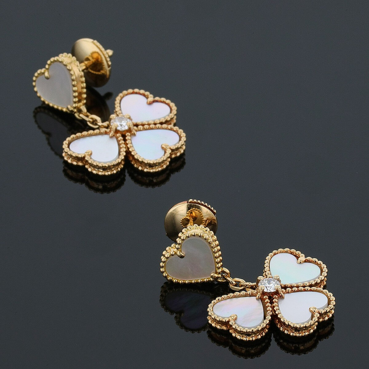 Van Cleef &amp; Arpels mother-of-pearl, diamond and gold earrings
