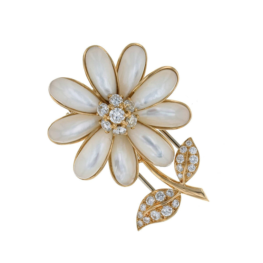 Van Cleef &amp; Arpels mother-of-pearl, diamonds and gold brooch