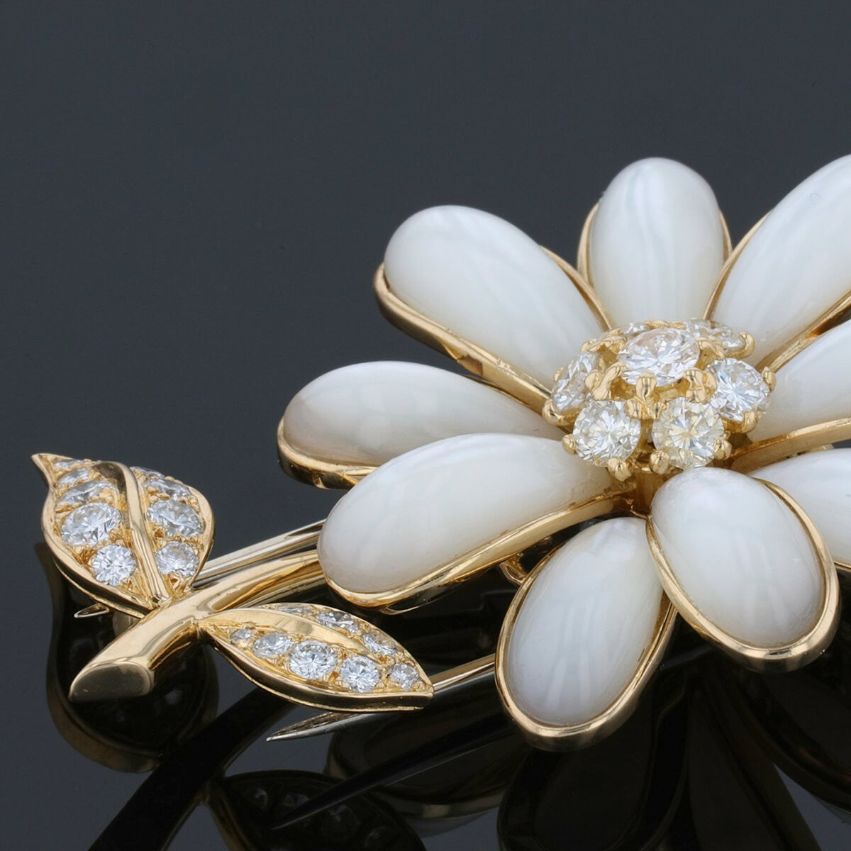 Van Cleef &amp; Arpels mother-of-pearl, diamonds and gold brooch