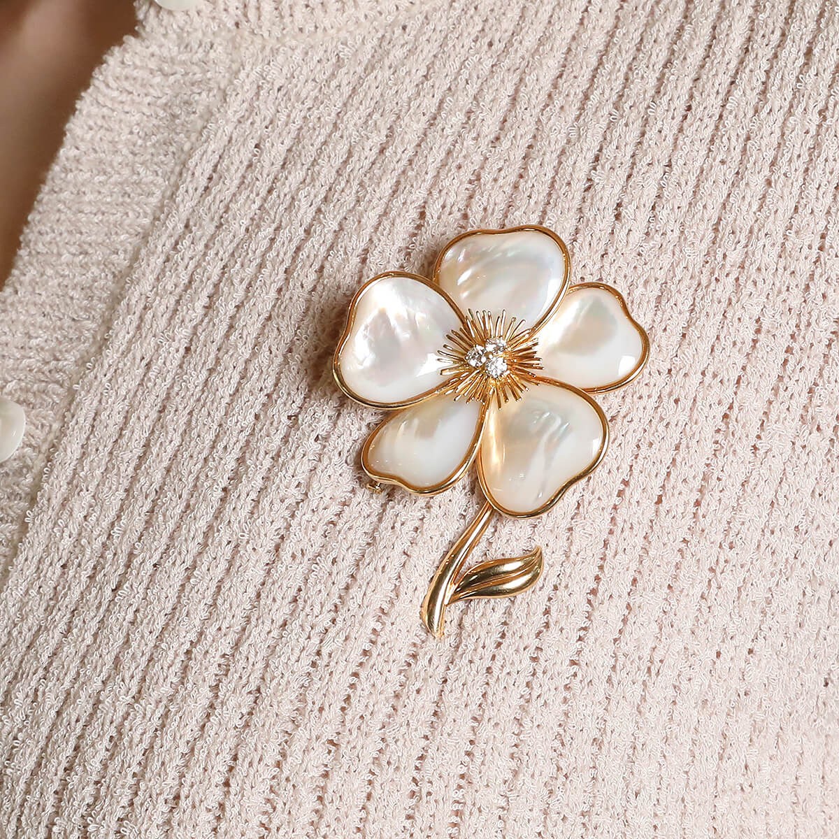 Van Cleef &amp; Arpels mother-of-pearl, diamonds and gold brooch