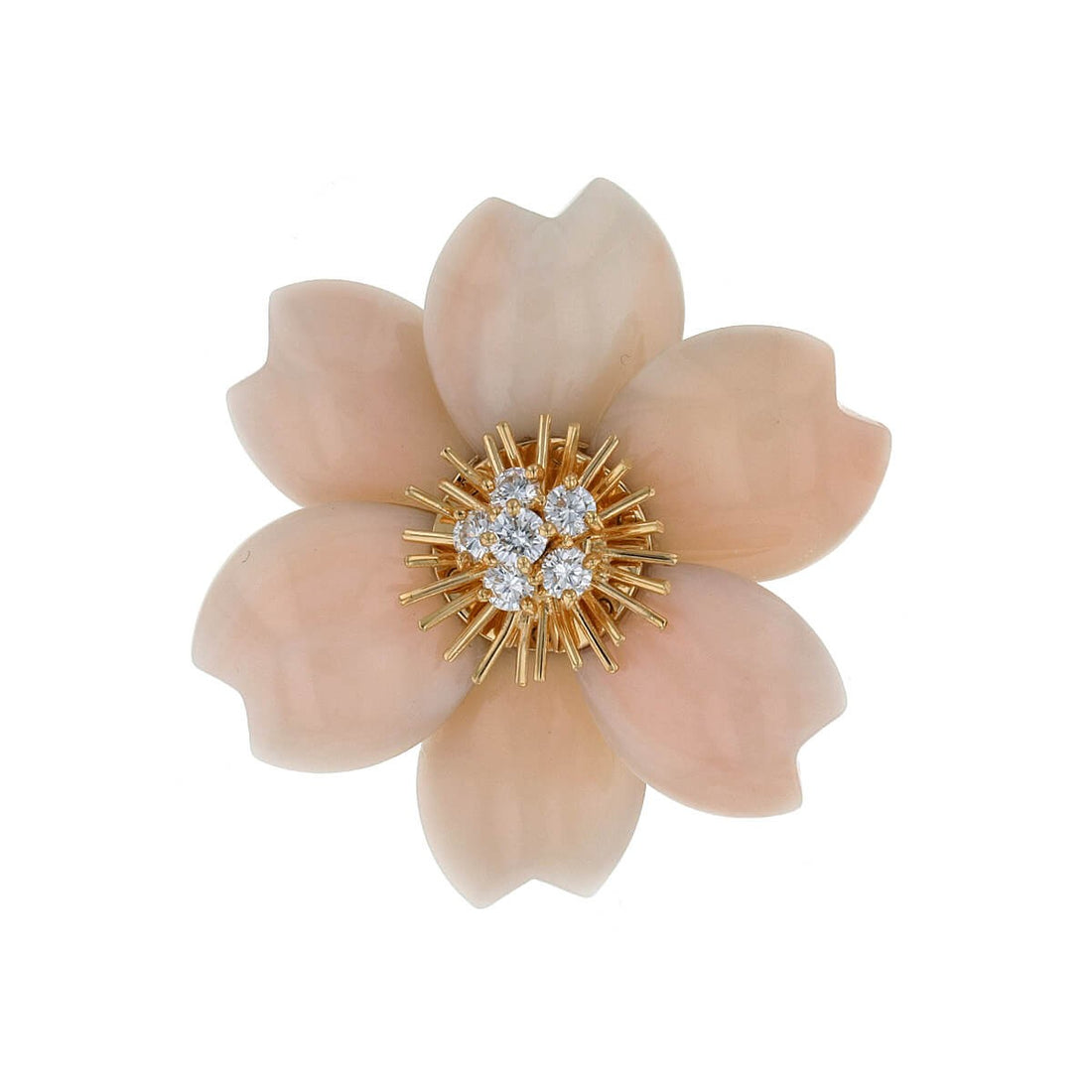 Van Cleef &amp; Arpels Rose de No‘l coral, diamonds and gold earrings