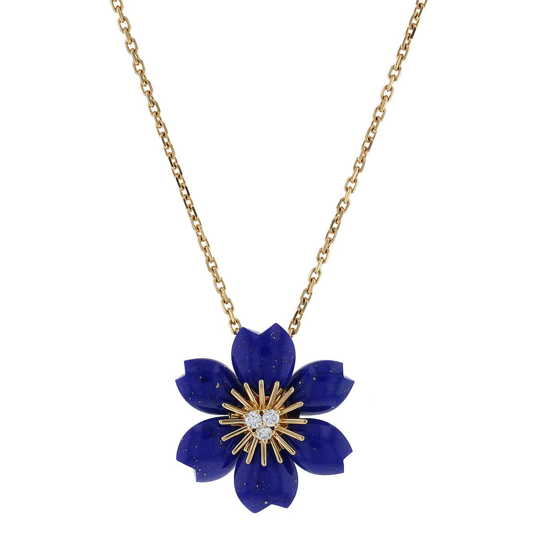 Van Cleef &amp; Arpels Rose de No‘l lapis lazuli, diamonds and gold necklace