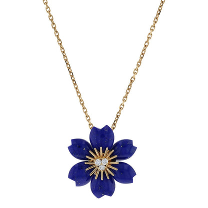 Van Cleef &amp; Arpels Rose de No‘l lapis lazuli, diamonds and gold necklace
