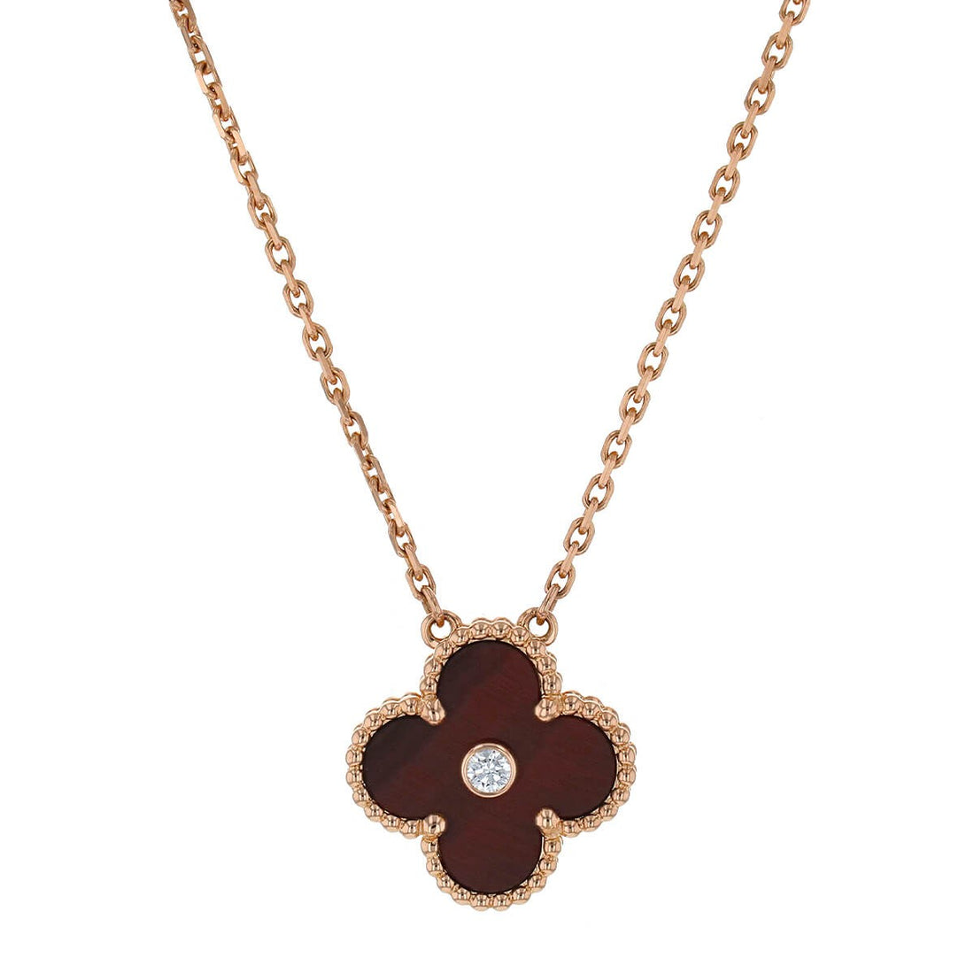 Van Cleef &amp; Arpels Vintage Alhambra gold, bullÕs eye quartz and diamond necklace