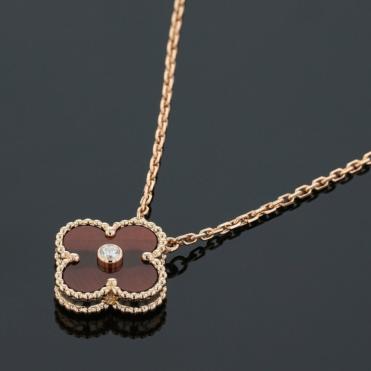 Van Cleef &amp; Arpels Vintage Alhambra gold, bullÕs eye quartz and diamond necklace