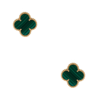 Van Cleef &amp; Arpels Vintage Alhambra malachite and gold earrings
