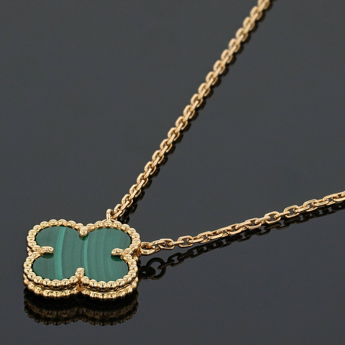 Van Cleef &amp; Arpels Vintage Alhambra malachite and gold necklace