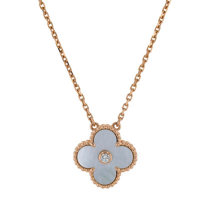 Van Cleef &amp; Arpels Vintage Alhambra mother-of-pearl, diamond and gold necklace