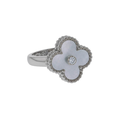 Van Cleef &amp; Arpels Vintage Alhambra mother-of-pearl, diamond and gold ring