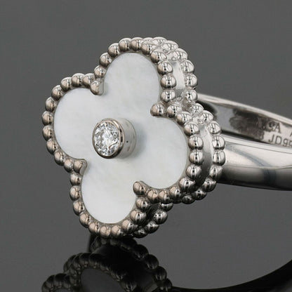 Van Cleef &amp; Arpels Vintage Alhambra mother-of-pearl, diamond and gold ring
