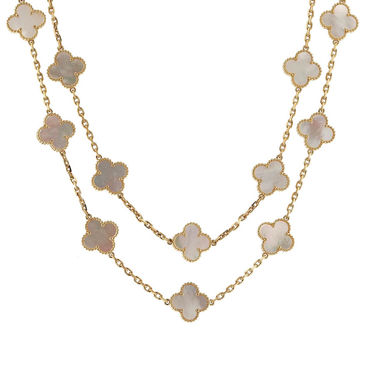 Van Cleef &amp; Arpels Vintage Alhambra mother of pearl and gold necklace