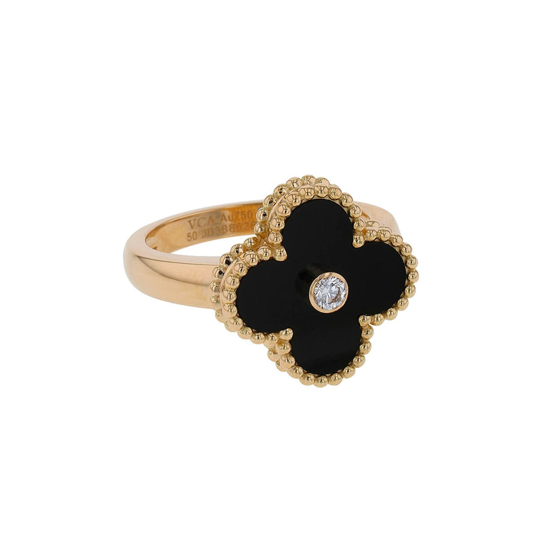 Van Cleef &amp; Arpels Vintage Alhambra onyx, diamond and gold ring