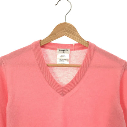 Chanel V-neck Sweater Knitwear P 40780k 02896 Cashmere Pink 