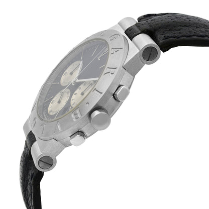 Bvlgari Diagono 18k White Gold Black Dial Quartz Unisex Watch CHW35G
