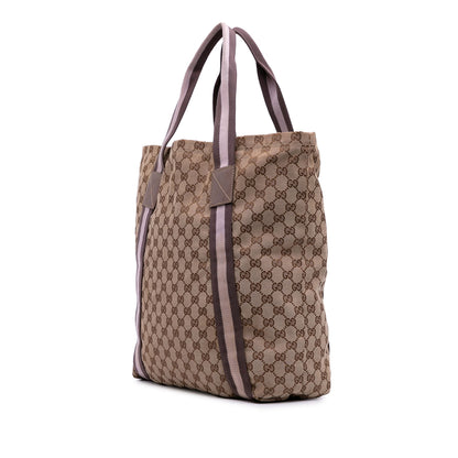 Gucci GG Canvas Web Tote Brown