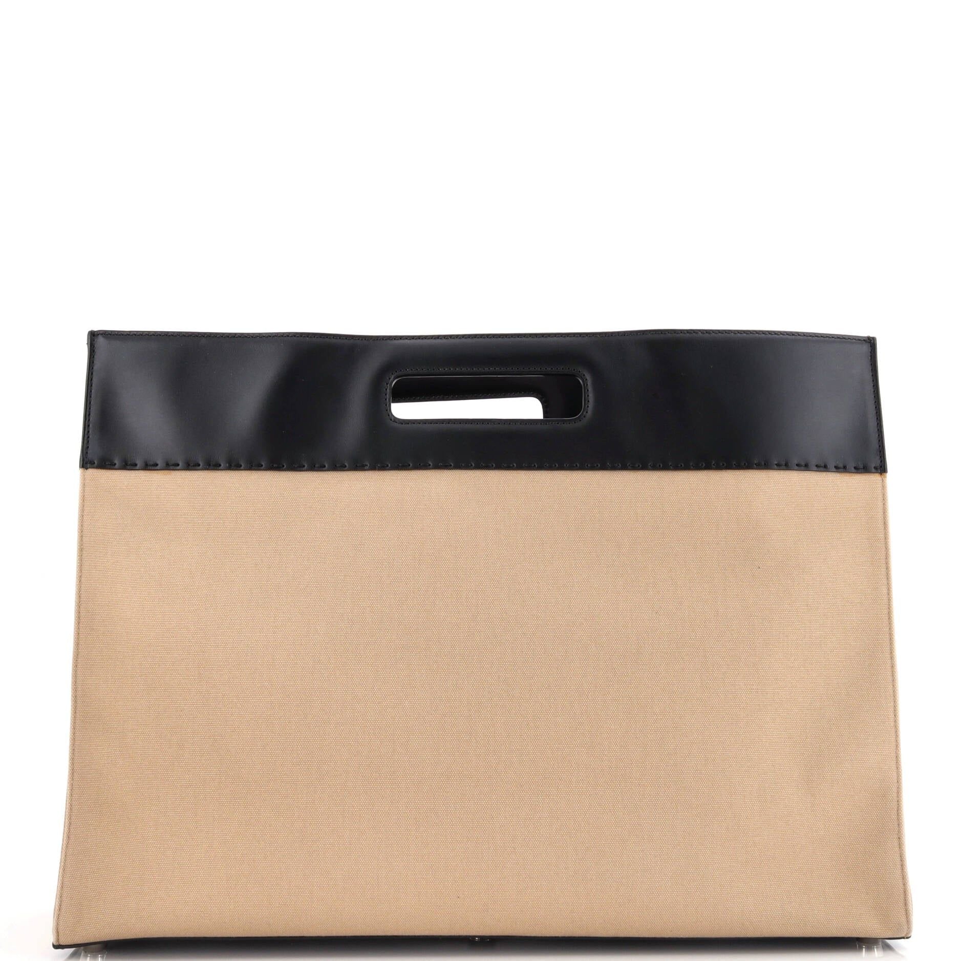 Fendi Cut Out Handle Shopper Tote Canvas Large