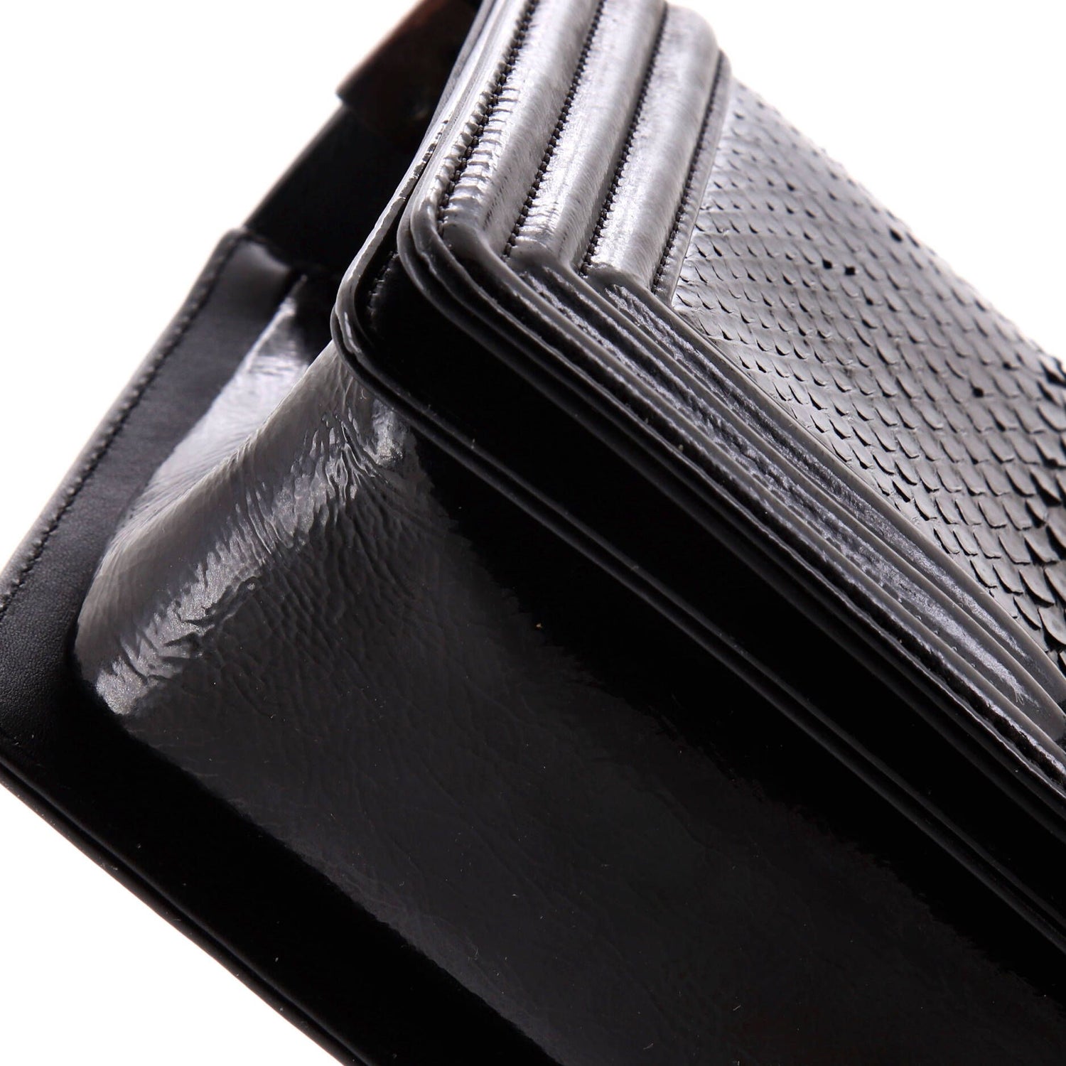 Chanel Boy Flap Bag Python And Patent Old Medium